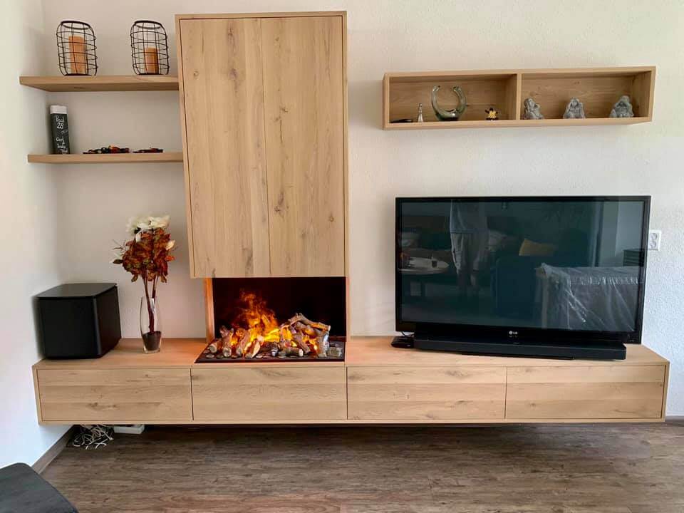 Verbazingwekkend Zwevend TV meubel met haard - Interieur & Timmerwerken Schomaker TA-56